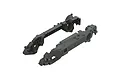 Two grey plastic ARRMA RC car chassis side rails shown from an isometric angle against a white background.