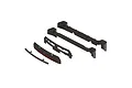 ARRMA Grille and Rear Support Set components including a front grille with red ARRMA logo, a support bracket, and two long chassis support rails.