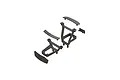 ARRMA body mount set components including two main support frames, two curved top plates, and a textured bumper piece on a white background.