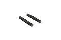 Two black steel turnbuckles for RC cars, featuring threaded ends and a central flat section for adjustment.