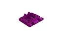 A purple ARRMA rear gearbox mount and skid plate component for RC vehicles, shown from a high-angle perspective on a white background.