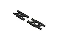 Two black ARRMA rear suspension arms for an RC car, shown from an isometric angle against a white background.