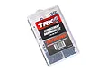 Traxxas TRX-4 replacement hardware kit in a clear plastic divided storage box, showing various black screws and fasteners.