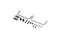Losi Front Sway Bar Set including two metal sway bars, plastic mounts, screws, washers, and ball ends on a white background.