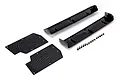 ARRMA 1/8 scale RC wing set including two black wings, two flat side plates with textured patterns, and a set of mounting screws and washers.