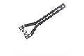 A Y-shaped carbon fibre RC car split front upper deck part on a white background.