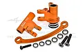 GPM Racing orange anodised aluminium steering bellcrank and drag link assembly with bearings and screws.