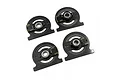 A set of four Yeah Racing carbon fiber tweak wheels for 1/8 scale RC cars, featuring black metal hubs and ball bearings.