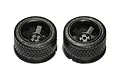 Two black Pandora RC 2-inch ZERO-4 display wheels with three-spoke design and detailed tread patterns.
