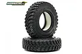 Two Boom Racing 1.9 inch Mud Terrain Trophy RC crawler tyres stacked on a white background, featuring aggressive tread patterns and Gekko compound.
