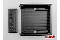 Top-down view of a black plastic RC truck bed tray and tailgate piece from Killerbody on a white background.