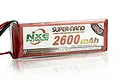 NXE Super-Nano 2600mAh 40C soft case LiPo battery with red casing and white label.