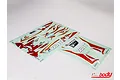Two sheets of Killerbody ZENT RC car decals featuring red, white, and gold racing graphics, logos, and numbers on a white background.