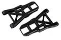 Two black plastic rear lower suspension arms for an HSP RC car, shown from an overhead angle on a white background.