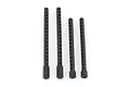 Four black plastic RC body posts of varying lengths arranged vertically on a white background.