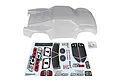 Team Associated 1/10 Pro4 SC10 clear unpainted RC short course truck body shell with included decal sheet and body clips.