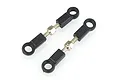 Two HSP RC turnbuckles with black plastic rod ends and silver metal threaded shafts against a white background.