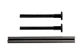 A set of four Team Associated RC hinge pins, including two black threaded pins and two silver smooth pins.