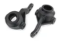 Two black plastic RC steering hubs, one marked L and one marked R, isolated on a white background.