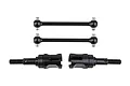 Team Associated RC driveshaft and wheel axle set including two black dogbone driveshafts and two black threaded wheel axles.