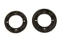 Two black plastic spur gears for RC cars, one with 72 teeth and one with 78 teeth, shown against a white background.
