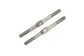 Two silver-coloured metal RC turnbuckles with threaded ends and a central flat section for adjustment, isolated on a white background.
