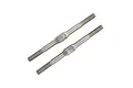 Two silver-coloured metal RC turnbuckles with threaded ends and a central adjustment section, isolated on a white background.