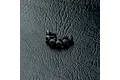 A cluster of six black button head screws with hex drive sockets arranged on a textured black surface.