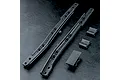 MST RMX upper deck chassis rails and mounting components on a black textured surface.