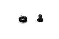 A black rubber drain plug and its matching plastic insert for an RC boat, shown against a white background.