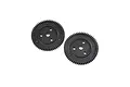 Two black plastic 56T spur gears for RC cars, shown from a top-down perspective on a white background.
