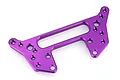 A purple anodized aluminium rear shock tower for an HSP RC car, featuring multiple mounting holes and a central cutout.