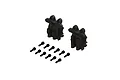 ARRMA 1/18 scale differential cover set including two black plastic differential housings and a set of matching black screws on a white background.