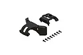 ARRMA 1/18 scale body support set including two black plastic mounts and eight small black screws on a white background.