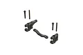 ARRMA 1/18 scale RC steering assembly components including steering knuckles, a drag link, and mounting hardware on a white background.