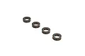 Four ARRMA rubber shielded ball bearings arranged in a diagonal line against a white background.