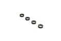 Four ARRMA 7x11x3mm rubber shielded ball bearings arranged in a diagonal line against a white background.