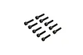 A set of ten black metal cap head screws arranged in two rows on a white background.