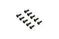 A set of ten black metal countersunk hex head screws arranged in two rows of five against a white background.