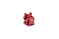 A red anodized aluminium differential housing for ARRMA RC vehicles, featuring the ARRMA and EXB Extreme Bash logos laser-etched on the side.