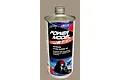 A 1-litre metal tin of Deluxe Materials Power Model Jet Oil featuring a pilot graphic and jet aircraft against a blue sky background.