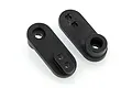Two black plastic servo horns with 25T splines, shown from different angles on a white background.