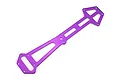 A purple anodized aluminium upper chassis plate for an RC car, featuring a skeletonized design with multiple mounting holes.