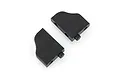 Two black plastic steering servo mounts for an RC car, shown from a top-down angle on a white background.