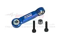 A blue anodized aluminium GPM Racing drag link with two black screws and a metal nut on a white background.