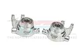 A pair of silver GPM Racing aluminium steering hubs for RC cars, featuring L and R markings and pre-installed bearings.