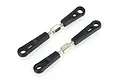 Two HSP RC car turnbuckles with black plastic rod ends and silver metal threaded shafts on a white background.