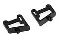 Two black plastic adjustable wing mounts for HSP RC cars, shown from an angled perspective on a white background.