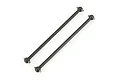 Two black metal dogbone-style RC drive shafts laid parallel against a white background.