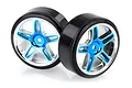 HSP 1.9" Drift Tyres on Blue Chrome Rims - Wheels 2Pcs 07003A